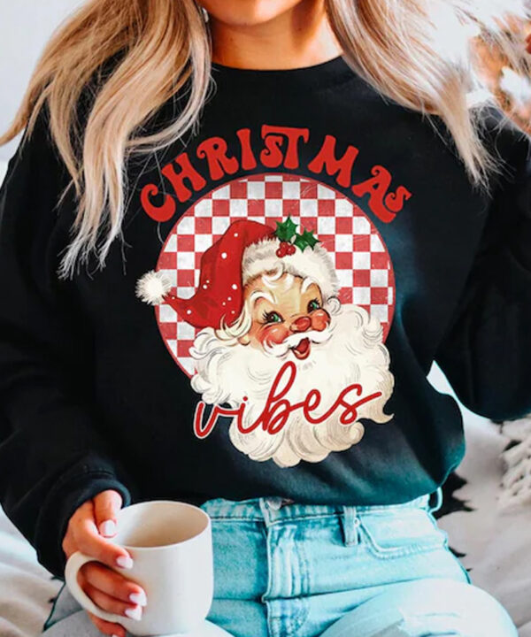 Santa Claus Sweatshirt, Vintage Santa Vibes Sweater, Christmas Vibes Sweatshirt